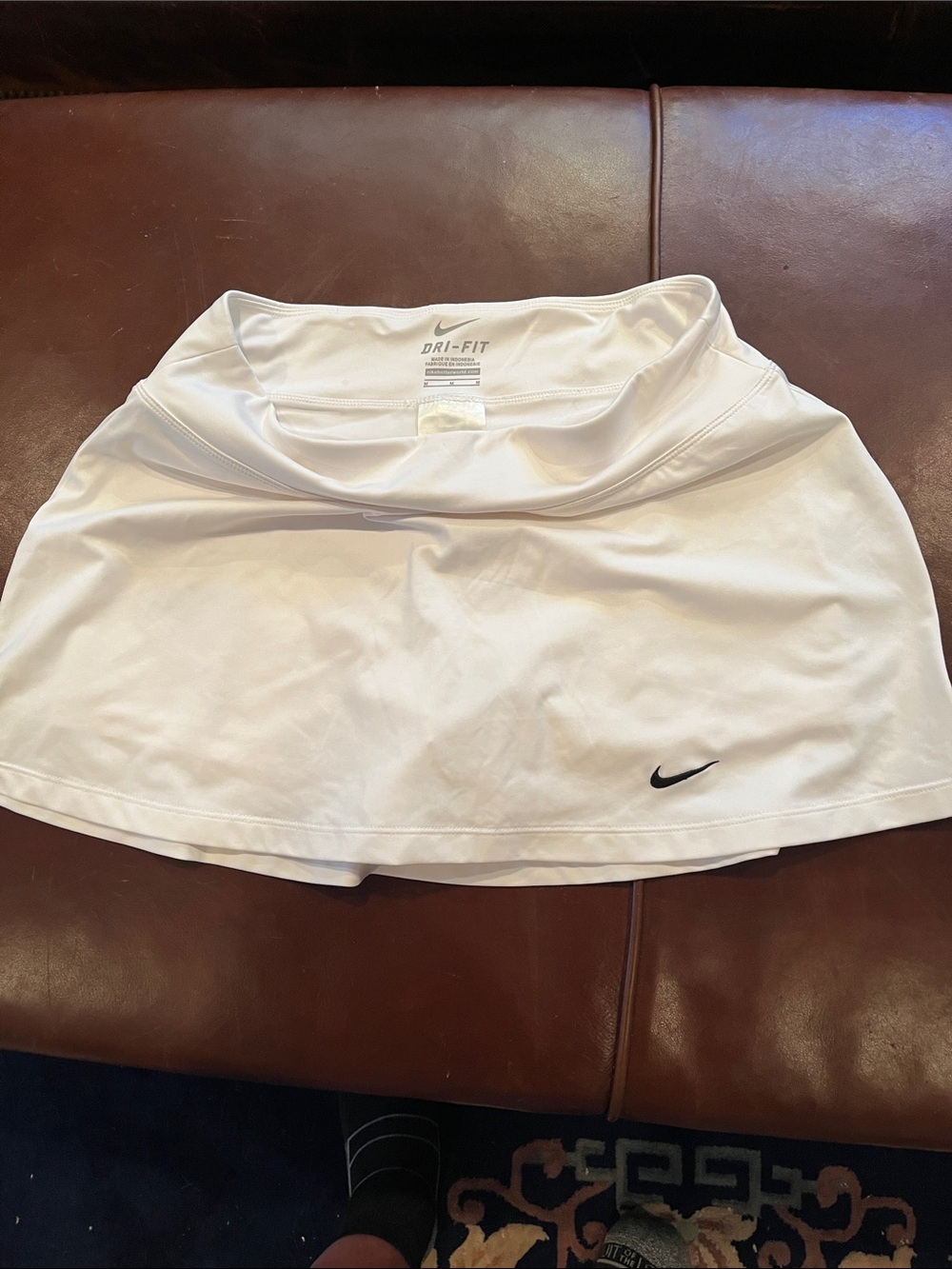 Nike White Circle Skater Skirt with Swoosh